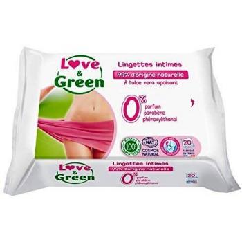 Toalhetes Love & Green para Conforto Íntimo - 20 Unidades