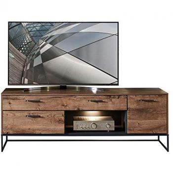 Lomadox TV-Lowboard MINNEAPOLIS-55, Haveleiche Cognac mit Graphit und LED-Beleuchtung B/H/T ca. 175/62/48 cm