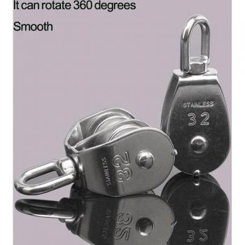 304# Edelstahl‑Hebe-Rolle Block 360° Schwenkung – Einzel/Doppel, für M15 bis M32