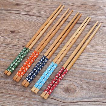 Classic Wooden Chopsticks - 1/5 Pairs Reusable Natural Flower Bamboo Sushi Tools