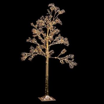 Albero luminoso dorato per interni H120cm con 196 LED bianco caldo e trasformatore