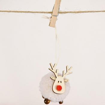 Colgante de Árbol de Navidad en Fieltro con Detalle de Ciervos