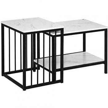 Stilvolles Beistelltisch-Set mit Marmoroptik