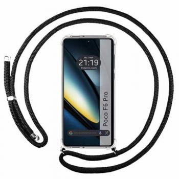 Funda Colgante Transparente para Xiaomi Poco F6 Pro 5G con Cordón Negro