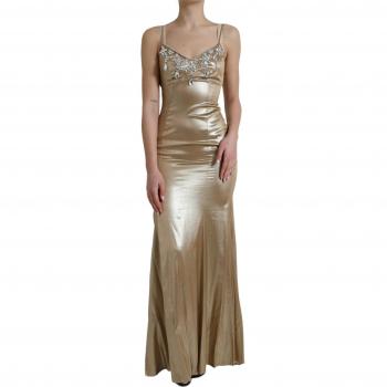 Dolce & Gabbana Yellow Crystal Embellished Gown Dress - Size XS