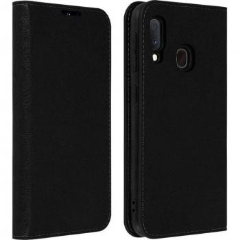 Étui Galaxy A20e Folio Cuir Véritable Porte cartes Support Vidéo noir