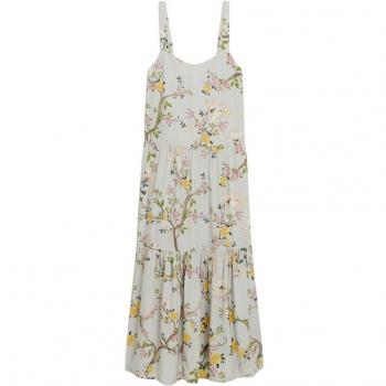 Superdry vestido de viscosa largo gris mujer (S)