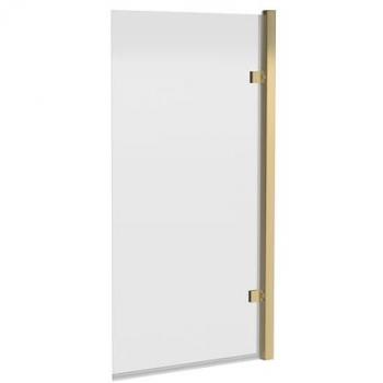 Diamond Nuie Pacific Brushed Brass Square Hinged Bath Screen 1520mm h x 830mm w - 8mm Glass