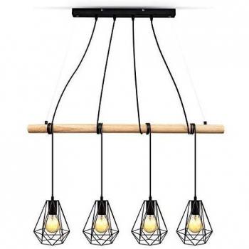 Chandelier vintage bois métal B.K.Licht