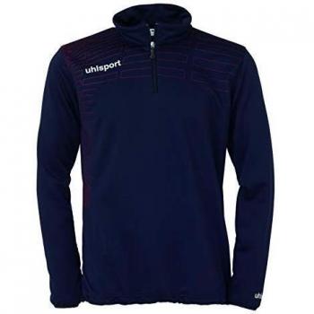 Maillot de foot Uhlsport Match avec col zippé en Bleu Marine/Rouge taille S
