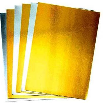Papier cartonné effet métallisé doré et argenté A4 (Lot de 20)