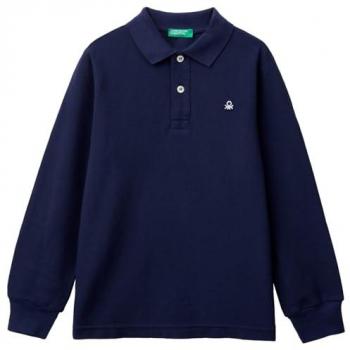 United Colors of Benetton Langarm-Polo mit Bruststickerei