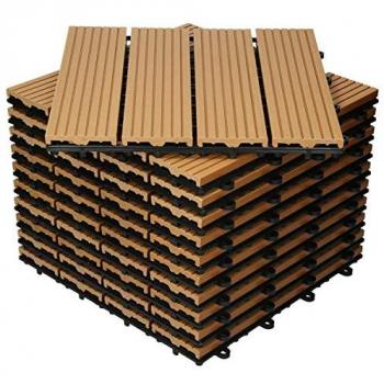 Carreaux WPC 30x30 cm - 22 Pièces par 2m² - Aspect Bois - Teck - Dalles Drainage