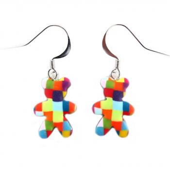 Les Trésors De Lily - Veelkleurige 'Colombine & Harlequin' handgemaakte oorbellen (teddybeer)