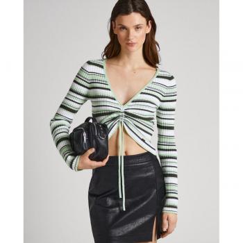 Top de Mujer Pepe Jeans de Punto con Cuello Pico y Estampado de Rayas
