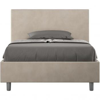 Letto Una Piazza e Mezza Ityhome Adele 110x210 in microfibra beige con rete e contenitore