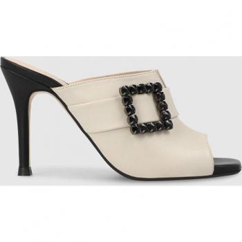 Zueco mujer Lodi tacón blanco con detalle de hebilla