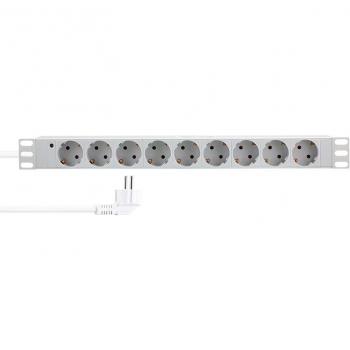LogiLink 19 Steckdosenleiste, 9-fach, ohne Schalter, grau - für den Markt: D / NL / A / L - 1 Stück (PDU9C05)