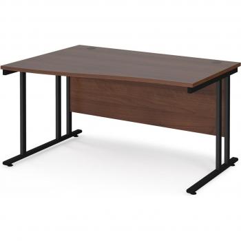 Maestro 25 Left Hand Wave Desk - Black Cantilever Leg - 1400mm Wide