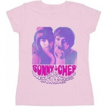 Sonny & Cher Ladies Westbury Music Fair Cotton T-Shirt L Baby Pink
