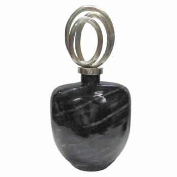 DKD Home Decor Jarrón de cristal plateado y negro moderno, material: aluminio, medidas: 23 x 13 x 41 cm
