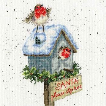 Stichset „Weihnachtsmann: Bitte bleibe hier“ – 26 × 26 cm (XHD55)