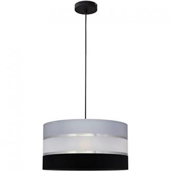 Helen Cylindrical Pendant Ceiling Light Grey Silver Black 40cm