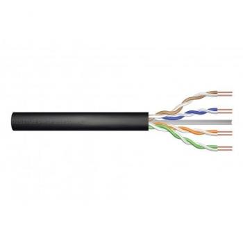 Câble extérieur DIGITUS CAT 6 U-UTP 250 MHz Fca (PVC), AWG 24/1, sans croisillon, 100 m, noir