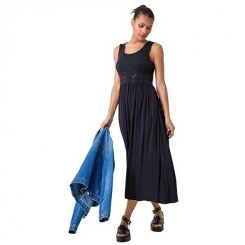 Peignoir Roman en coton mi-long dentelle 42 Noir