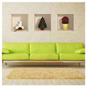 Set di 3 Sticker 3D Riutilizzabili per Albero di Natale Multicolore 30 x 30 cm