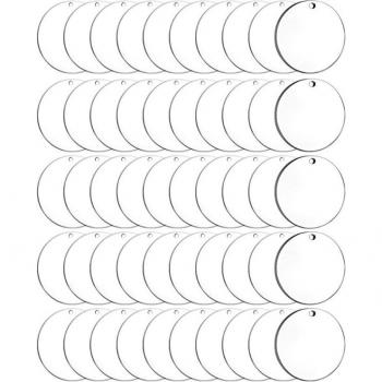 50Pcs Clear Acrylic Circle Blanks 2 Inch with Hole for Keychain Pendant DIY Jewelry Making