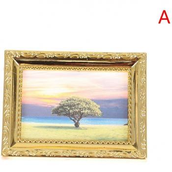 Accesorios decorativos para casa de muñecas - Miniatura 1:12 con marco antiguo