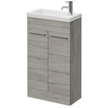 Molina Ash 500mm Napoli Slimline Floor-Standing Vanity Unit – Single Basin, Dual Doors, Chrome Finish