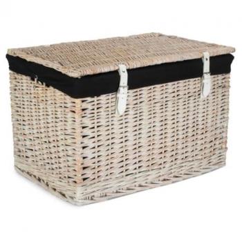 60 cm White Wash Chest Picnic Basket – Cotton Lining (Black)