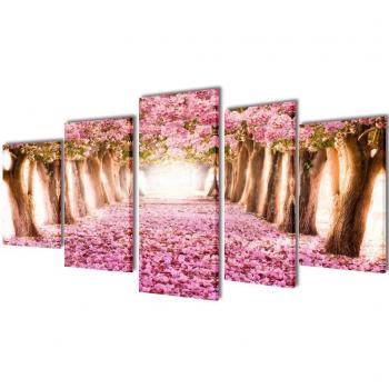 VidaXL Set de toiles murales imprimées Cerisiers en fleurs 100 x 50 cm