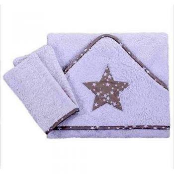 Babybay Serviette de Bain 100 x 100 cm Étoile Gris