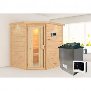 Karibu Sauna Mia mit Ofenschutzgitter und Tür
