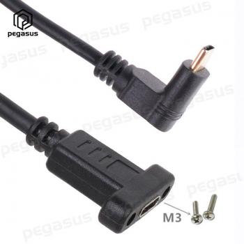 USB‑C 90° Extension Gold 10Gbps con Agujeros de Tornillo