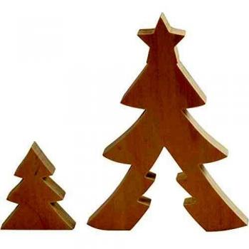 Figurine sapins de Noël 2 en 1, H: 8 + 20 cm, P: 2 cm, L: 6,5 + 14,5 cm, 1 set