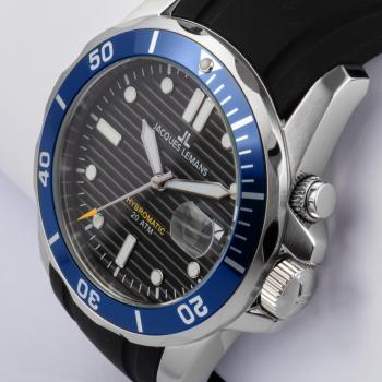 Jacques Lemans 1-2170D Herren-Armbanduhr Hybromatic Schwarz/Blau