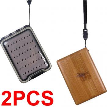 Estuche de moscas de madera de bambú (2 uds.)