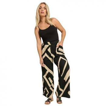 Black Geometric Print Palazzo Pants for Women – 18