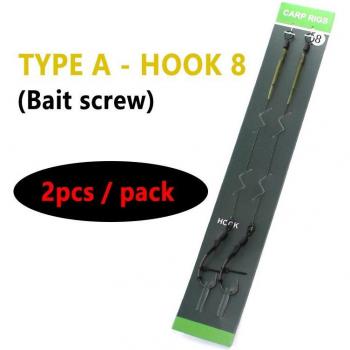 Carp Fishing Hair Rigs Ready Tied with QC Ring Swivel - 2PCS, Sizes 2# 4# 6# 8#