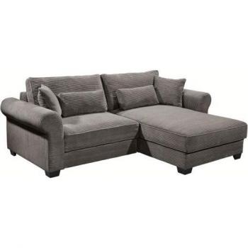 Ecksofa mit Schlaffunktion und Bettkasten Cord Braun 185 x 255 cm ANGELINA