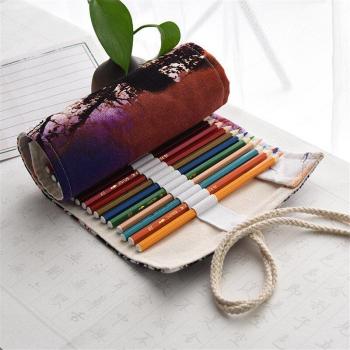 Kawaii Canvas DIY Roll Pencil Case 48 Holes