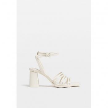 Stradivarius Ecru Block Heel Sandals - Size 7½