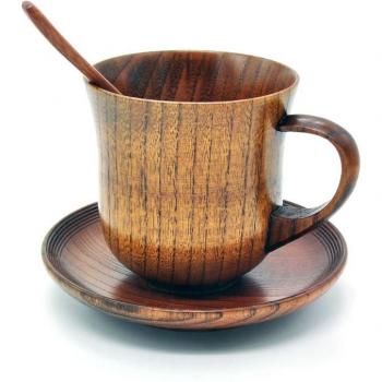 Wooden Coffee and Tea Set with Spoon