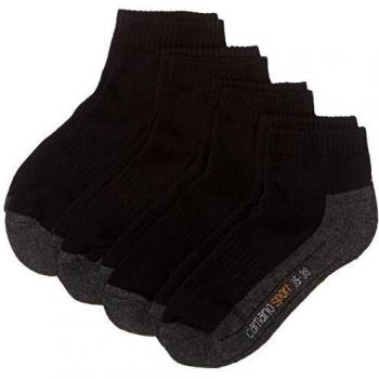 Sportsocken Camano – Damen, Gr. 43 (46), schwarz, Materialmix, uni/meliert, 4er Pack, entlastende Halbplüschsohle