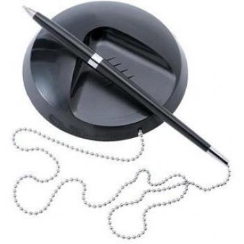 OfficeMate Desk Ballpoint Pen Attached to Base, Medium Point 1.0mm Tip, 0.5mm Line Black