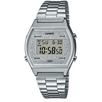 Relógio CASIO B640WDG-7DF Feminino Vintage com Glitter Prata